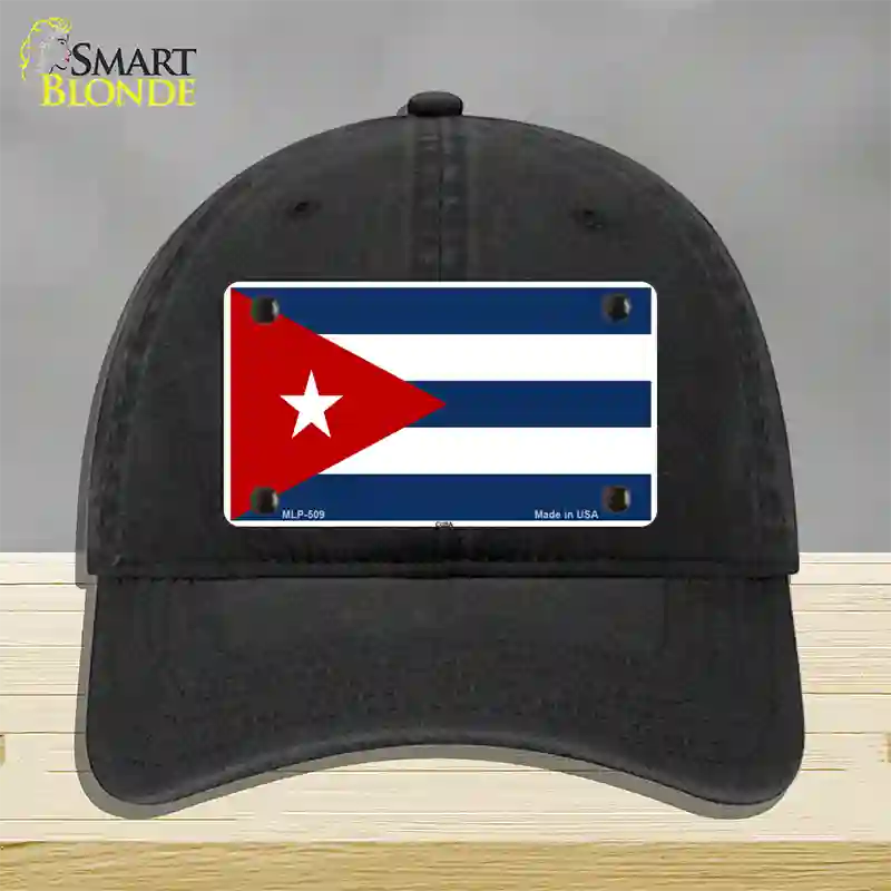 Cuba Flag Novelty License Plate Hat Unconstructed Cotton / Black