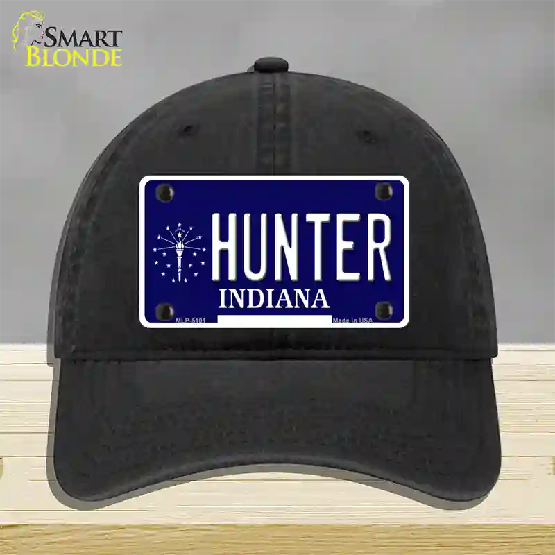 Hunter Indiana State Novelty License Plate Hat Unconstructed Cotton / Black