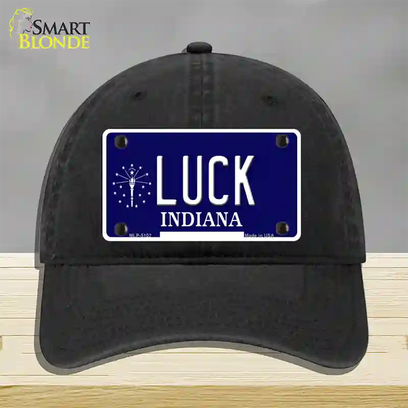 Luck Indiana State Novelty License Plate Hat Unconstructed Cotton / Black