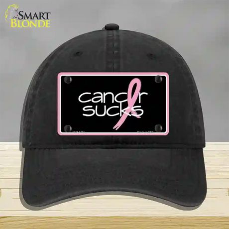 Cancer Sucks Novelty License Plate Hat Unconstructed Cotton / Black