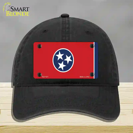 Tennessee State Flag Novelty License Plate Hat Unconstructed Cotton / Black