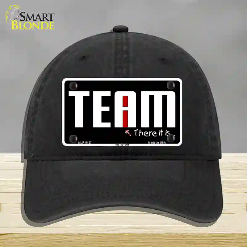 I In Team Novelty License Plate Hat Unconstructed Cotton / Black