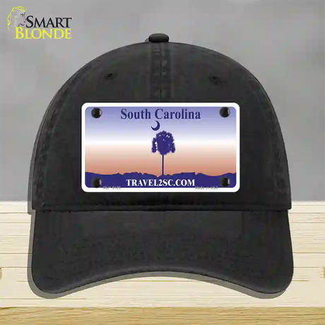 South Carolina Blank Novelty License Plate Hat Unconstructed Cotton / Black