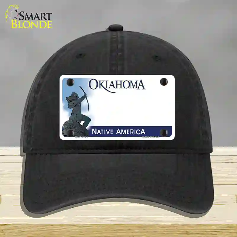 Oklahoma Native America State Blank Novelty License Plate Hat Unconstructed Cotton / Black