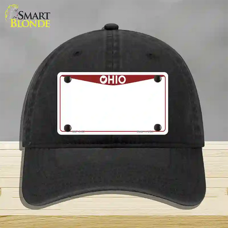 Ohio Maroon Blank Novelty License Plate Hat Unconstructed Cotton / Black