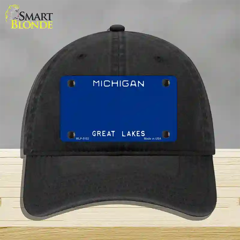 Michigan Great Lakes Plate State Blank Novelty License Plate Hat Unconstructed Cotton / Black