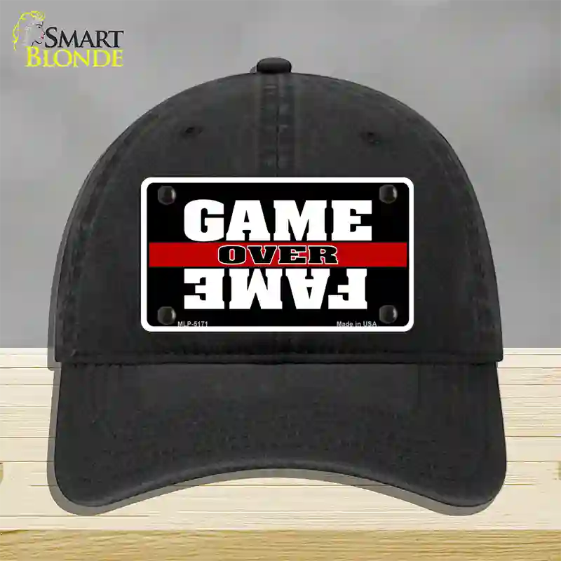 Game Over Fame Novelty License Plate Hat Unconstructed Cotton / Black