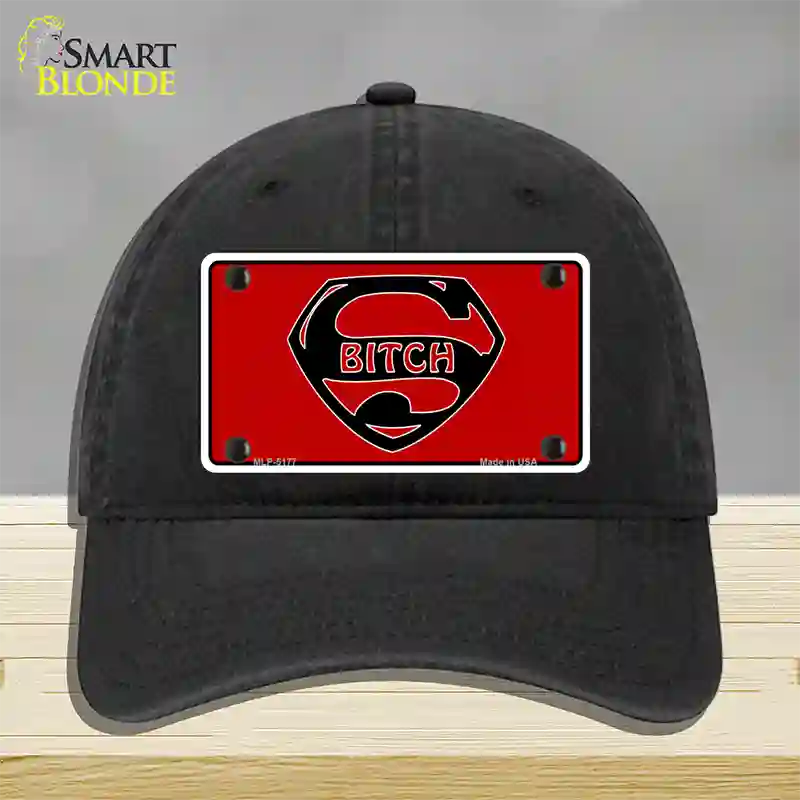 Super Bitch Novelty License Plate Hat Unconstructed Cotton / Black