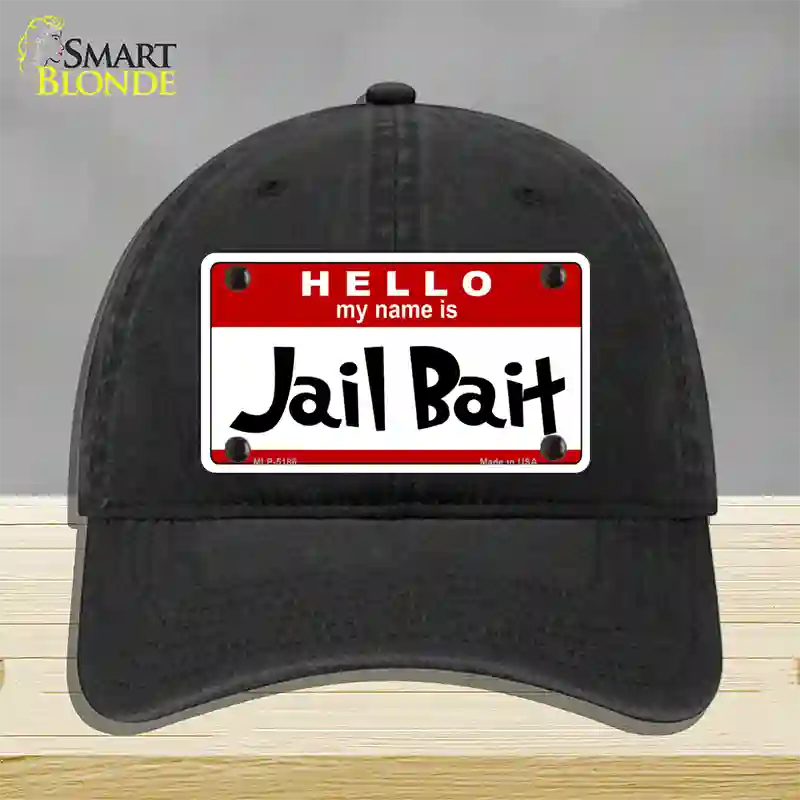 Jail Bait Novelty License Plate Hat Unconstructed Cotton / Black