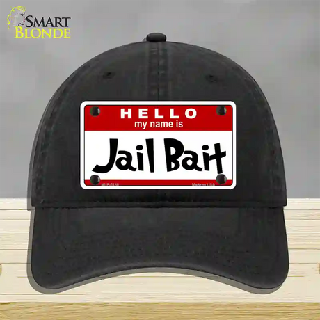 Jail Bait Novelty License Plate Hat Unconstructed Cotton / Black