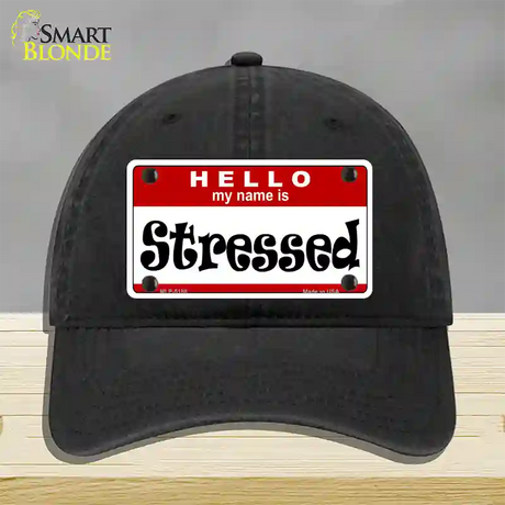 Stressed Novelty License Plate Hat Unconstructed Cotton / Black