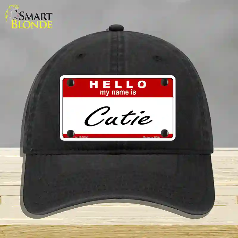 Cutie Novelty License Plate Hat Unconstructed Cotton / Black