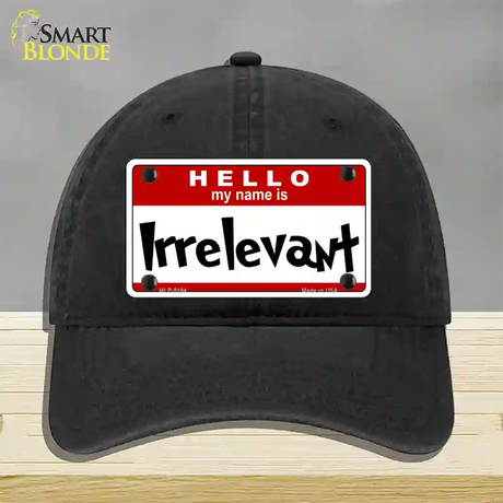 Irrelevant Novelty License Plate Hat Unconstructed Cotton / Black