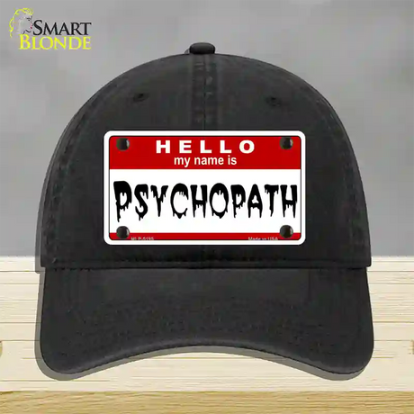 Psychopath Novelty License Plate Hat Unconstructed Cotton / Black