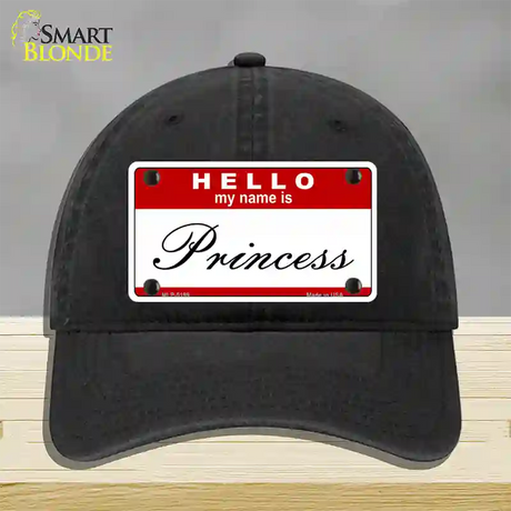 My Name Is Princess Novelty License Plate Hat Unconstructed Cotton / Black