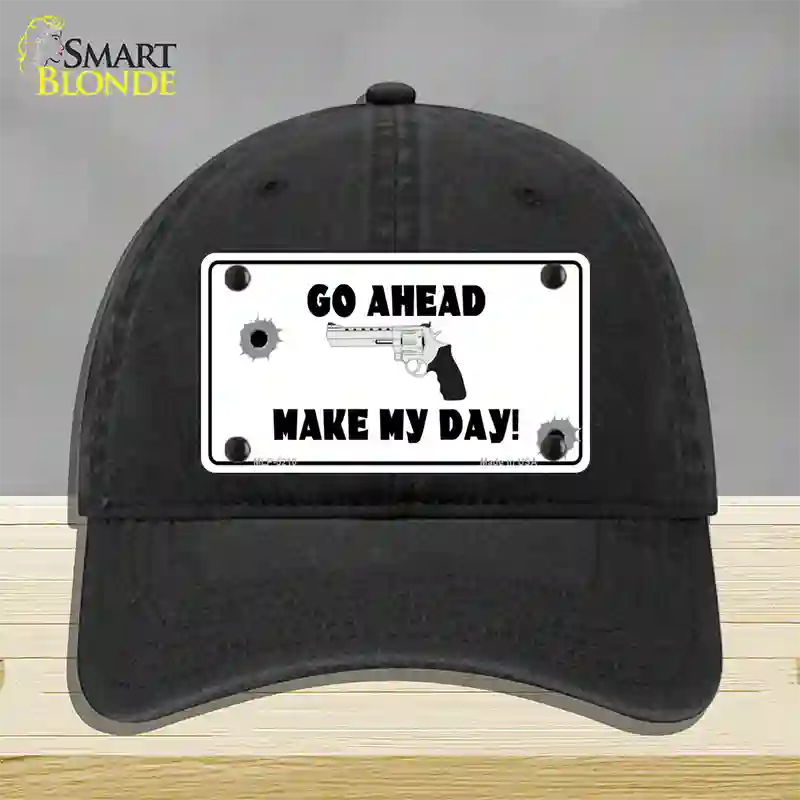 Go Ahead Make My Day Novelty License Plate Hat Unconstructed Cotton / Black