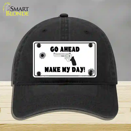 Go Ahead Make My Day Novelty License Plate Hat Unconstructed Cotton / Black