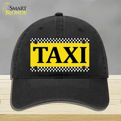 Taxi Novelty License Plate Hat Unconstructed Cotton / Black