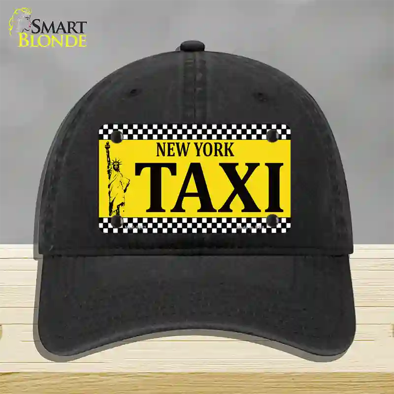 New York Taxi Novelty License Plate Hat Unconstructed Cotton / Black