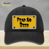 Fear No Beer Novelty License Plate Hat Unconstructed Cotton / Black