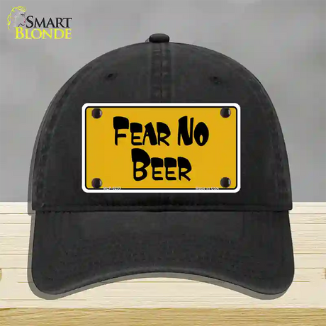 Fear No Beer Novelty License Plate Hat Unconstructed Cotton / Black