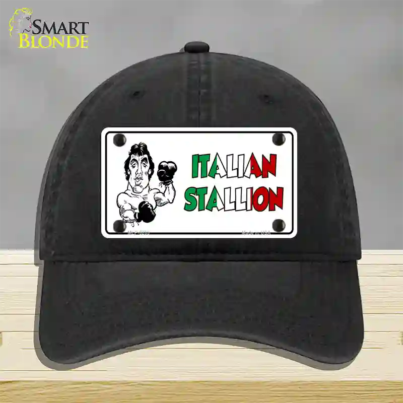 Italian Stallion Novelty License Plate Hat Unconstructed Cotton / Black