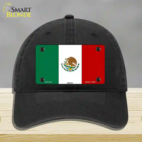 Mexico Country Flag Novelty License Plate Hat Unconstructed Cotton / Black