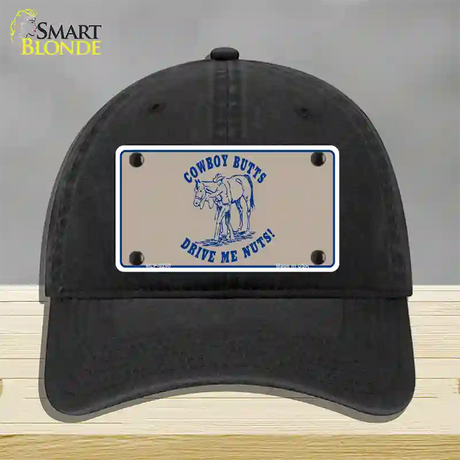 Cowboy Butts Novelty License Plate Hat Unconstructed Cotton / Black