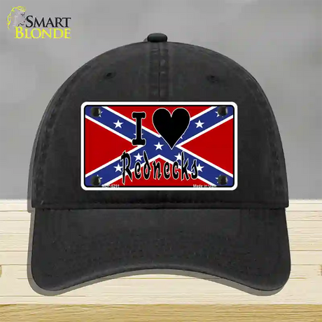 I Love Rednecks Novelty License Plate Hat Unconstructed Cotton / Black