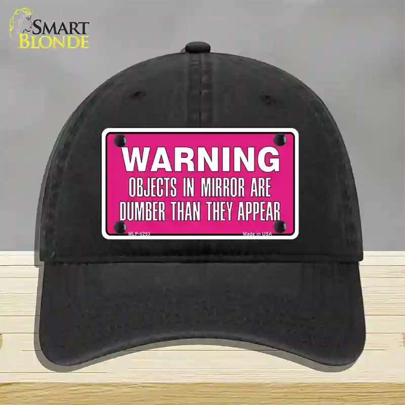 Objects In Mirror Pink Novelty License Plate Hat Unconstructed Cotton / Black