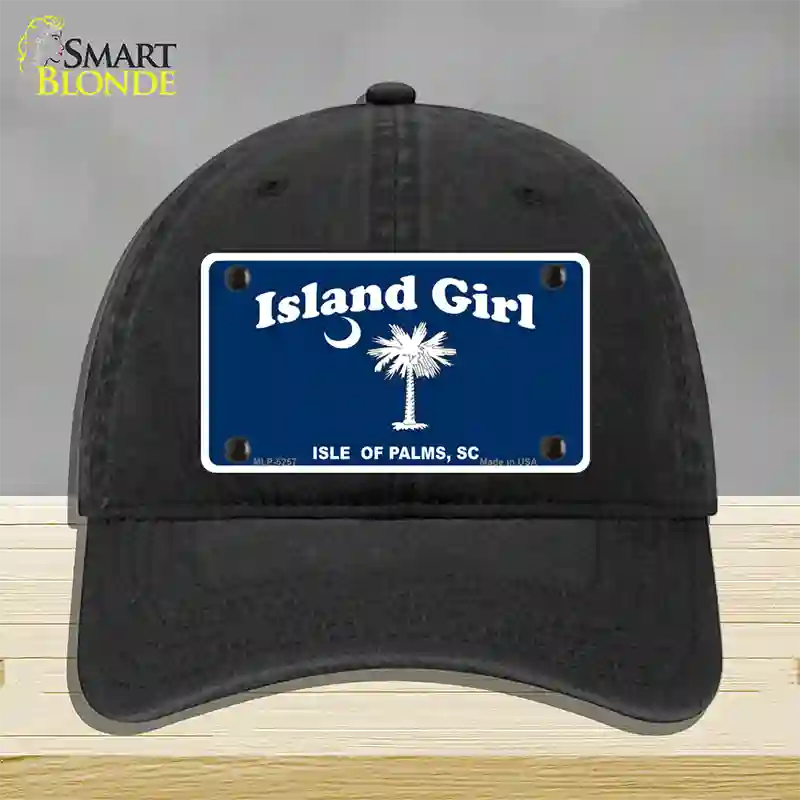 Island Girl Novelty License Plate Hat Unconstructed Cotton / Black