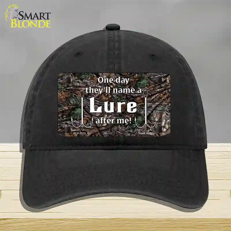 Name A Lure After Me Novelty License Plate Hat Unconstructed Cotton / Black