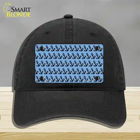 Light Blue Black Anchor Novelty License Plate Hat Unconstructed Cotton / Black