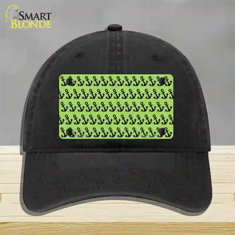 Lime Green Black Anchor Novelty License Plate Hat Unconstructed Cotton / Black