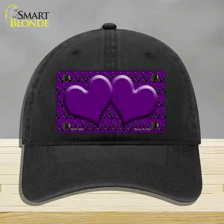 Purple Black Anchor Purple Heart Center Novelty License Plate Hat Unconstructed Cotton / Black