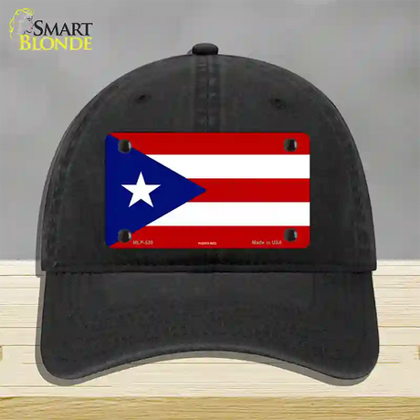 Puerto Rico Flag Novelty License Plate Hat Unconstructed Cotton / Black