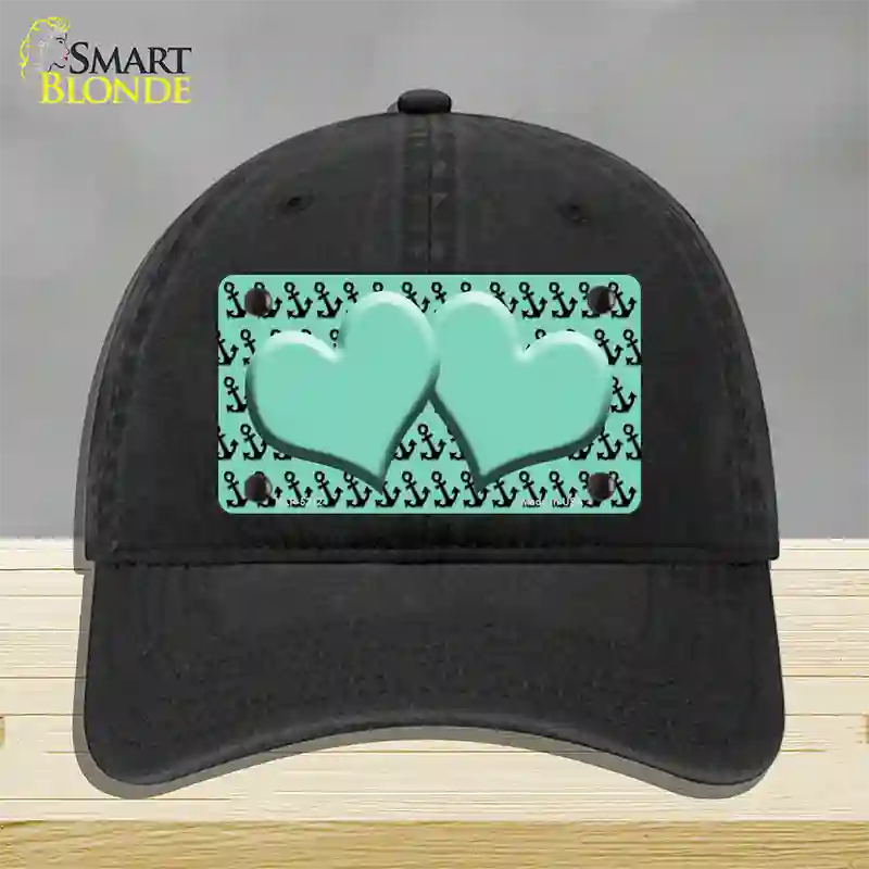 Mint Black Anchor Mint Heart Center Novelty License Plate Hat Unconstructed Cotton / Black