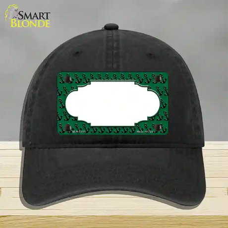 Green Black Anchor Scallop Center Novelty License Plate Hat Unconstructed Cotton / Black