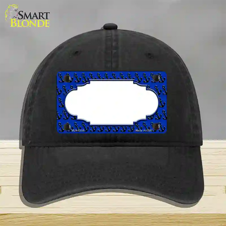 Blue Black Anchor Scallop Center Novelty License Plate Hat Unconstructed Cotton / Black