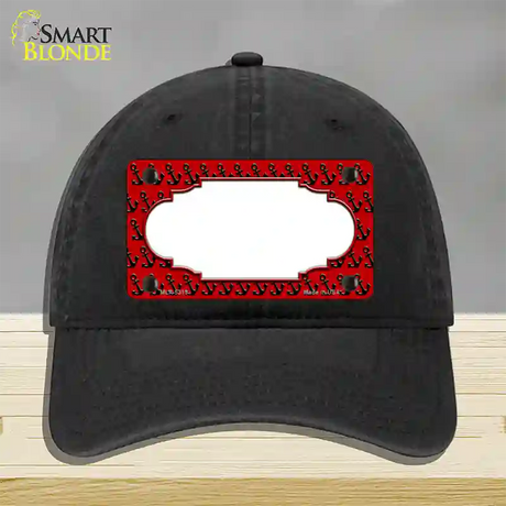 Red Black Anchor Scallop Center Novelty License Plate Hat Unconstructed Cotton / Black