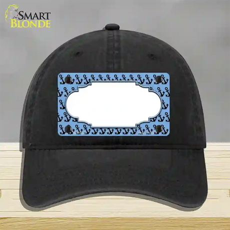 Light Blue Black Anchor Scallop Center Novelty License Plate Hat Unconstructed Cotton / Black