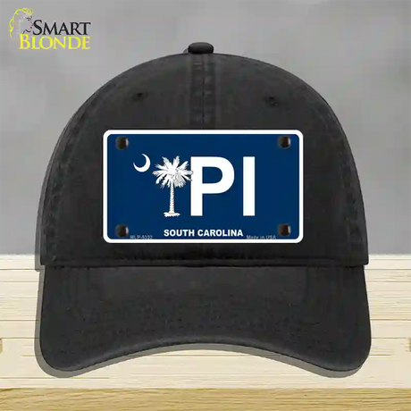 PI South Carolina Novelty License Plate Hat Unconstructed Cotton / Black