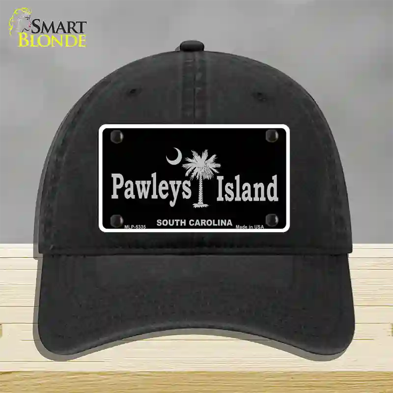 Pawleys Island Black Novelty License Plate Hat Unconstructed Cotton / Black