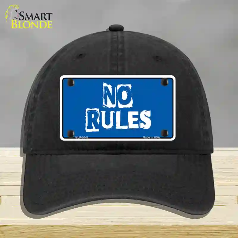 No Rules Novelty License Plate Hat Unconstructed Cotton / Black