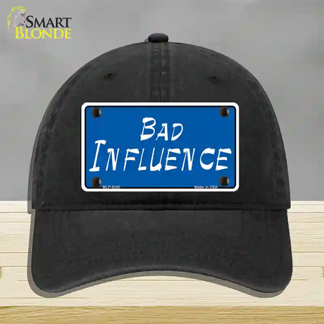 Bad Influence Novelty License Plate Hat Unconstructed Cotton / Black