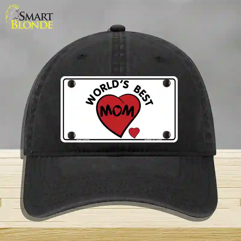 Worlds Best Mom Novelty License Plate Hat Unconstructed Cotton / Black