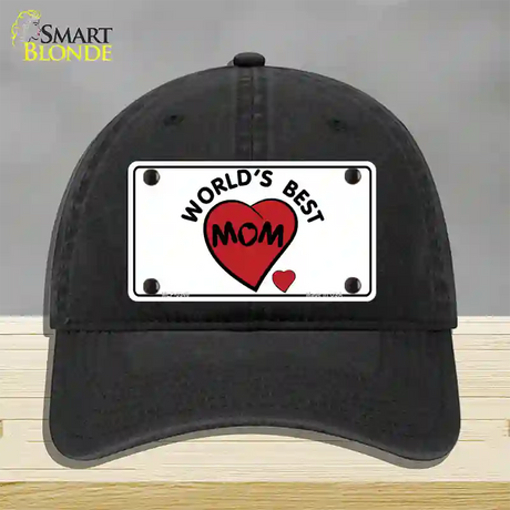 Worlds Best Mom Novelty License Plate Hat Unconstructed Cotton / Black