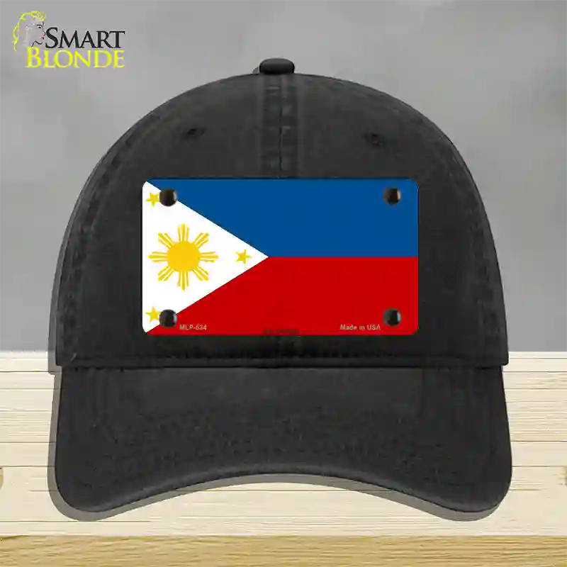 Philippines Flag Novelty License Plate Hat Unconstructed Cotton / Black