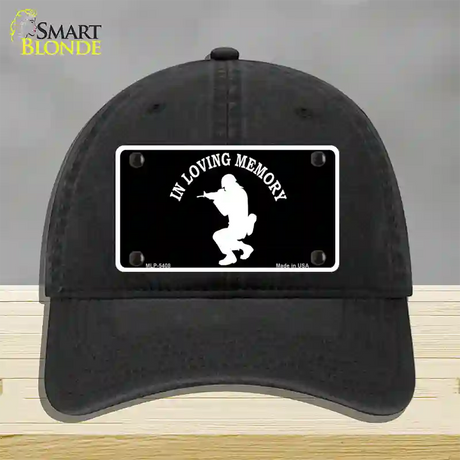 In Loving Memory Squatting Novelty License Plate Hat Unconstructed Cotton / Black