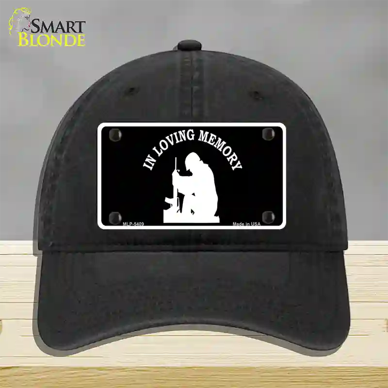 In Loving Memory Sitting Novelty License Plate Hat Unconstructed Cotton / Black